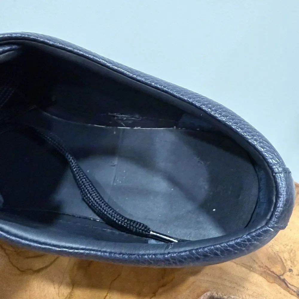 LUXURY PRADA SNEAKERS SHOES BLACK BUFFALO SKIN NAVY BLUE MEN'S 9.5 US 10.5 - Picture 11 of 14